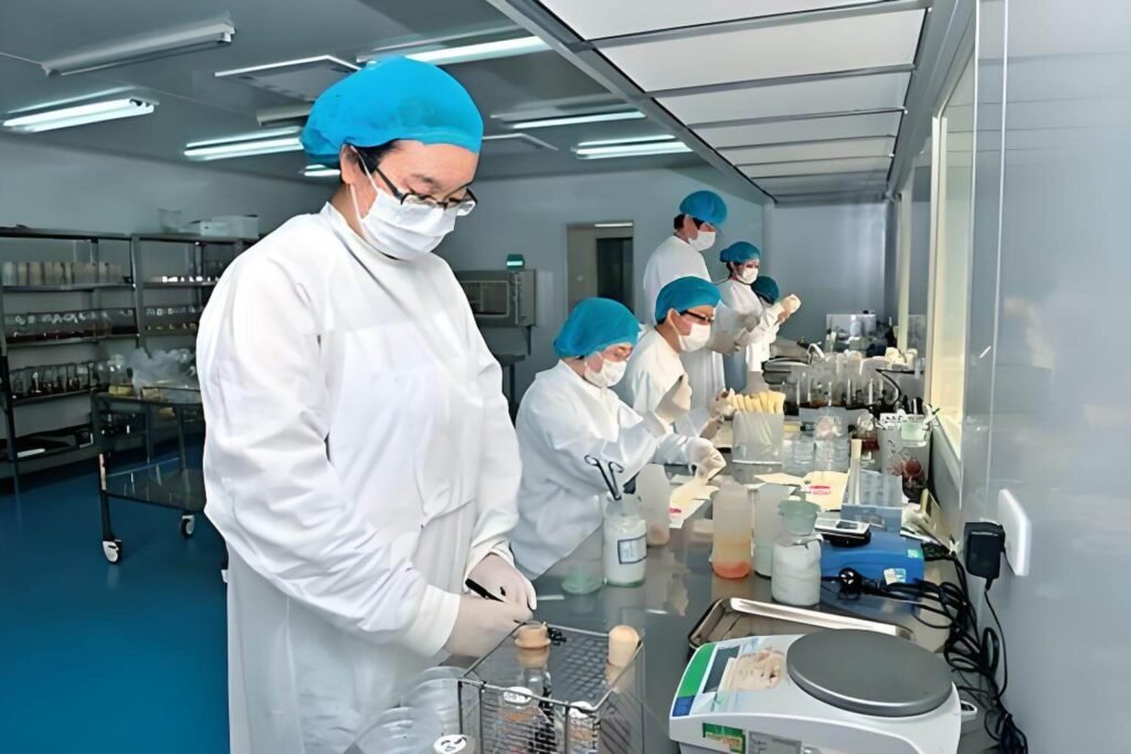 Sterile tubes and sealed bags in a lab environment