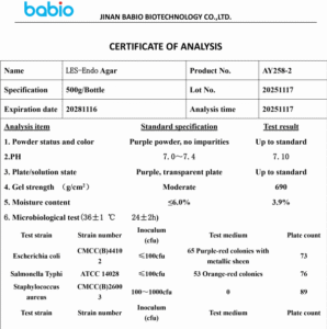 Selective M-Endo Agar LES medium for membrane filtration and coliform bacteria detection in drinking water.