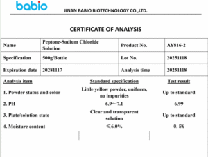 Buffered Sodium Chloride Peptone Solution for microbiology sample dilution in food and water testing.
